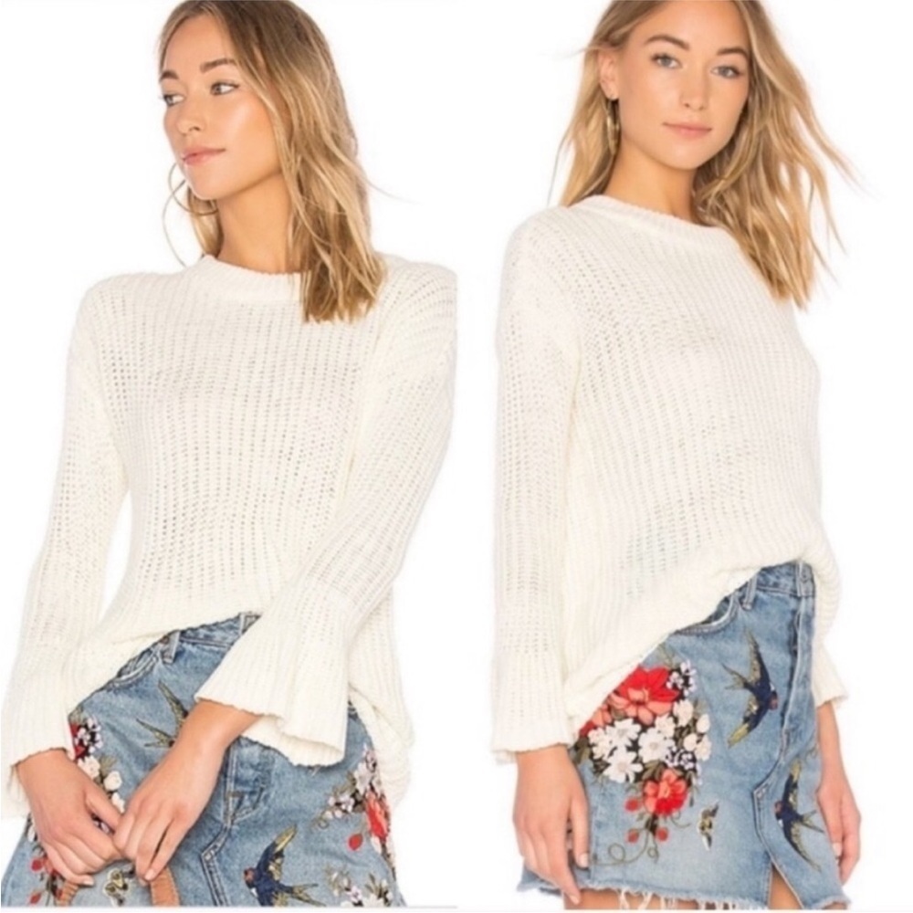 Tularosa Women’s Cream Chunky Knit Crew Neck Pullover Summit Sweater Size Medium